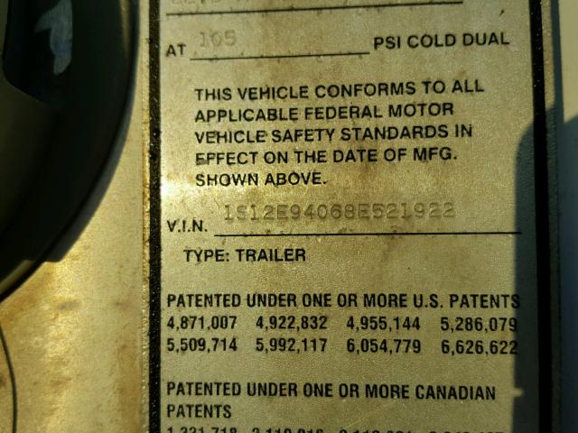 1S12E94068E521922 - 2008 BOX TRAILER WHITE photo 10