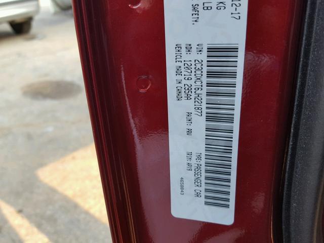 2C3CDXCT6JH221877 - 2018 DODGE CHARGER R/ RED photo 10