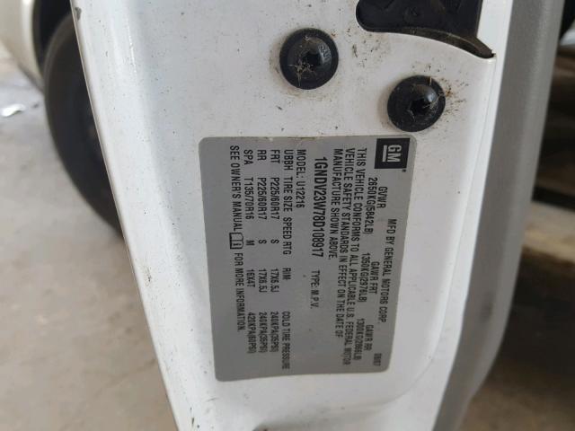 1GNDV23W78D108917 - 2008 CHEVROLET UPLANDER L 白色 照片 10