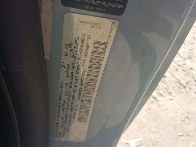 3VWRG31Y26M325521 - 2006 VOLKSWAGEN NEW BEETLE TURQUOISE photo 10