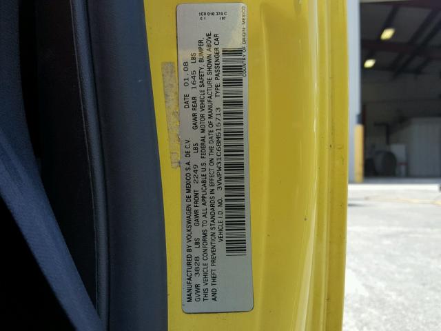 3VWPW31C68M515713 - 2008 VOLKSWAGEN NEW BEETLE Sarı foto 10