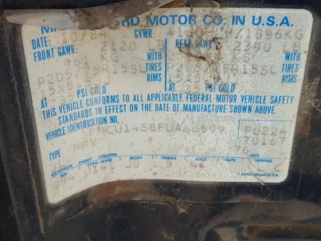 1FMCU14S8FUA66599 - 1985 FORD BRONCO II BLUE photo 10