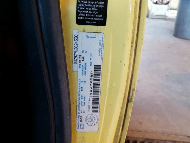 3VWBB61C9WM032897 - 1998 VOLKSWAGEN BEETLE YELLOW photo 10