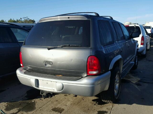 1B8HS58N42F221235 - 2002 DODGE DURANGO SL GRAY photo 4