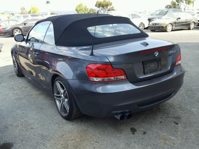 WBAUN7C56DVM26929 - 2013 BMW 135 I GRAY photo 3