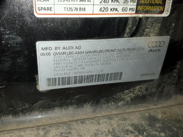 WAUNF78P86A061126 - 2006 AUDI A3 2.0 PRE GRAY photo 10