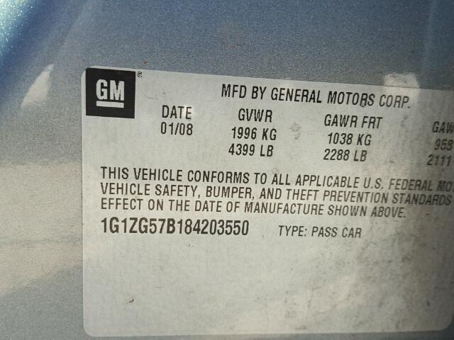 1G1ZG57B184203550 - 2008 CHEVROLET MALIBU LS ლურჯი ფოტო 10