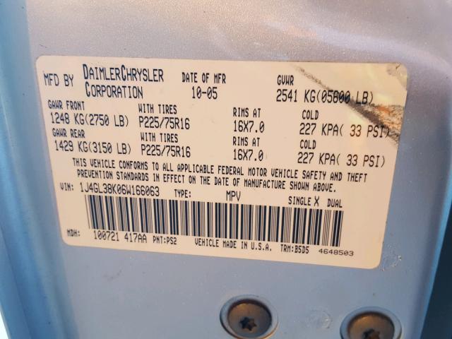 1J4GL38K06W166063 - 2006 JEEP LIBERTY RE SILVER photo 10