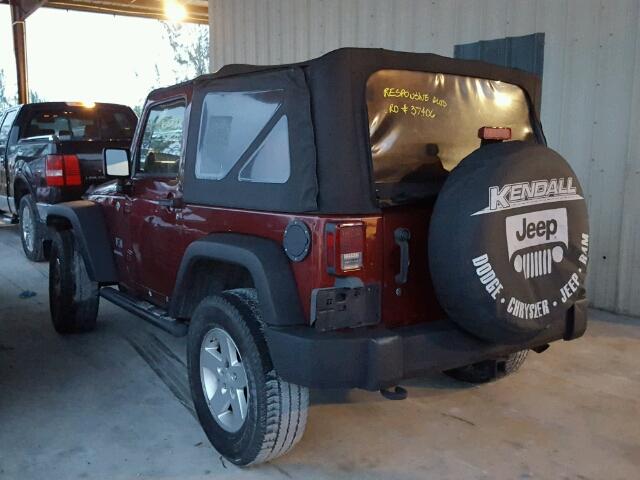 1J4FA24139L708755 - 2009 JEEP WRANGLER X BURGUNDY photo 3