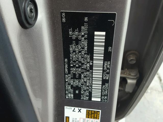 JTLKT324X64109718 - 2006 TOYOTA SCION XB Negro foto 10