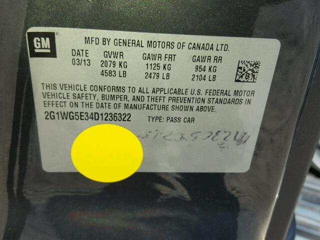 2G1WG5E34D1236322 - 2013 CHEVROLET IMPALA CHARCOAL photo 10