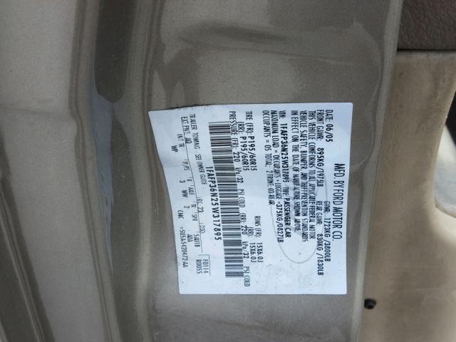 1FAFP36N25W317895 - 2005 FORD FOCUS ZXW TAN photo 10