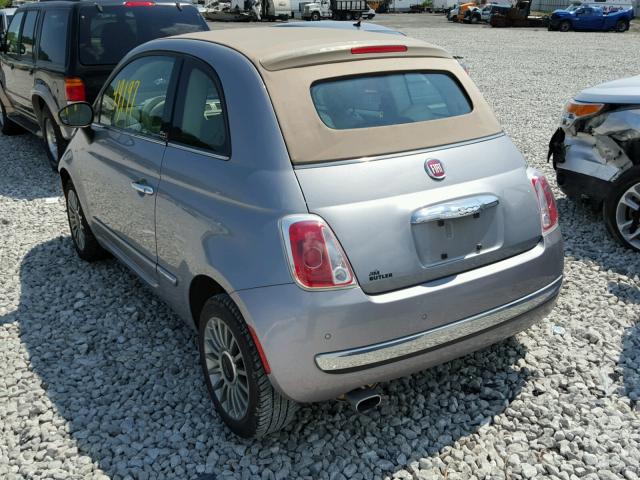 3C3CFFER9FT657384 - 2015 FIAT 500 LOUNGE SILVER photo 3