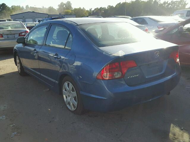 2HGFA16528H511783 - 2008 HONDA CIVIC LX BLUE photo 3