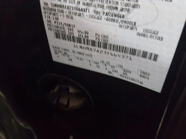1LNHM87A23Y664371 - 2003 LINCOLN LS BLACK photo 10