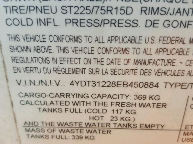 4YDT31228EB450884 - 2014 KEYSTONE OUTBACK WHITE photo 10