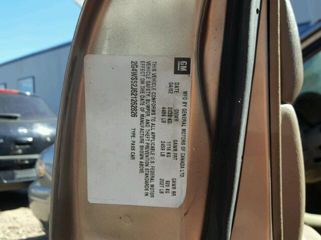 2G4WS52J621262826 - 2002 BUICK CENTURY CU TAN photo 10