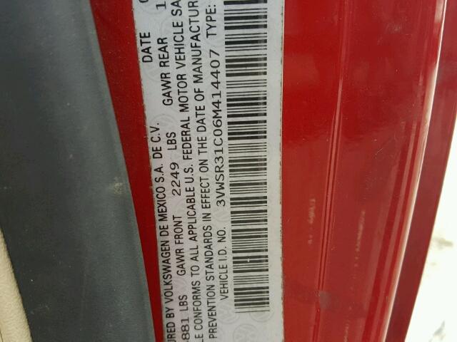 3VWSR31C06M414407 - 2006 VOLKSWAGEN NEW BEETLE 红色 照片 10