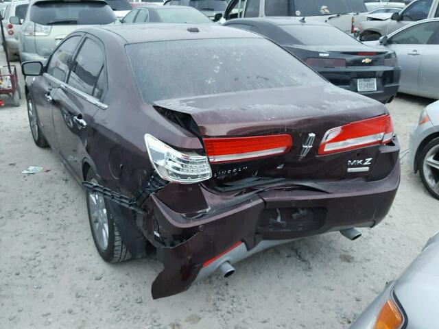 3LNDL2L33CR805310 - 2012 LINCOLN MKZ HYBRID MAROON photo 3