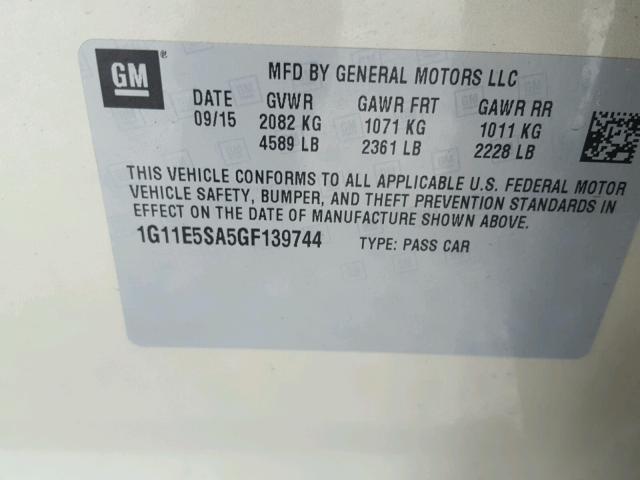 1G11E5SA5GF139744 - 2016 CHEVROLET MALIBU LIM 棕色 照片 10