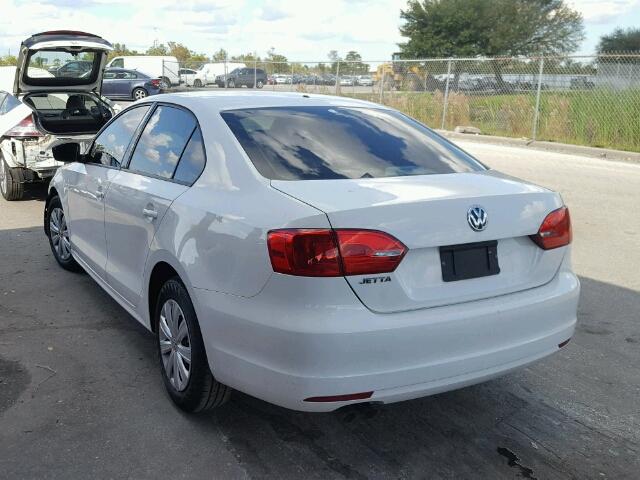 3VW1K7AJ8EM373187 - 2014 VOLKSWAGEN JETTA WHITE photo 3