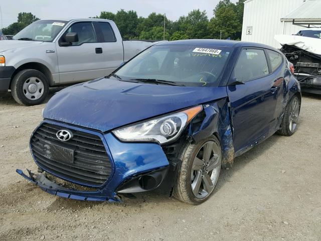 KMHTC6AE6FU241608 - 2015 HYUNDAI VELOSTER T BLUE photo 2