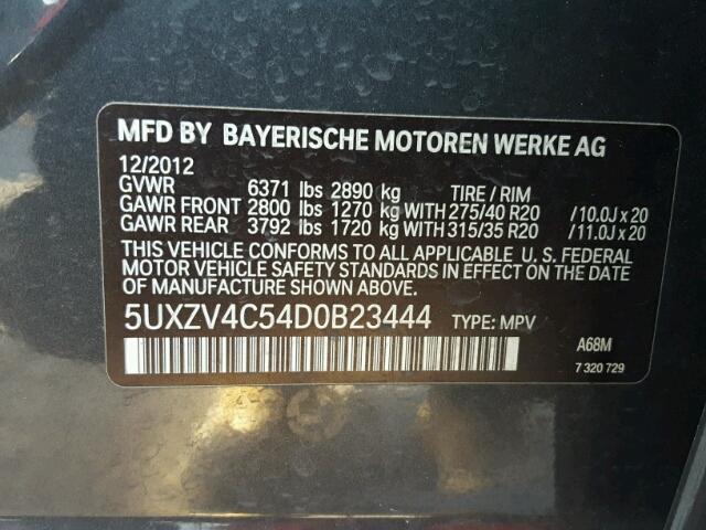 5UXZV4C54D0B23444 - 2013 BMW X5 XDRIVE3 GRAY photo 10