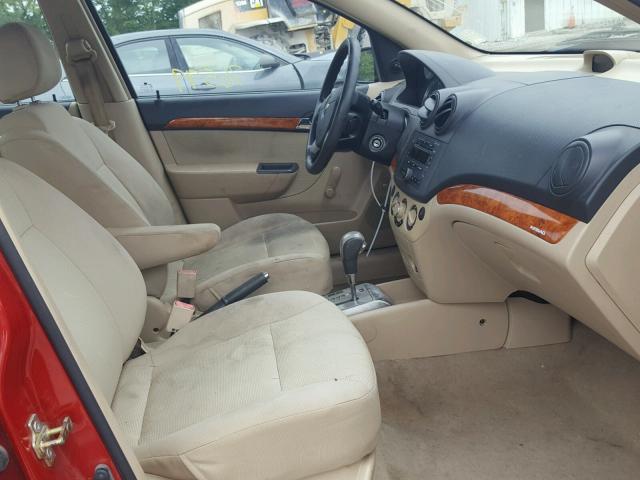 KL1TD56697B099479 - 2007 CHEVROLET AVEO BASE Қызыл фото 5