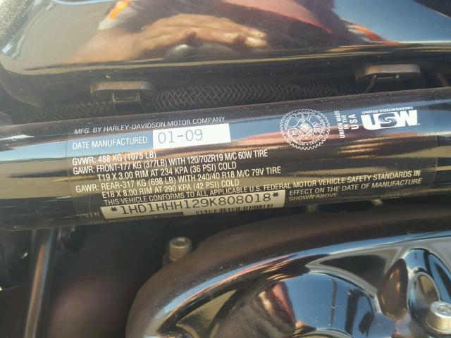1HD1HHH129K808018 - 2009 HARLEY-DAVIDSON VRSCDX BLACK photo 10