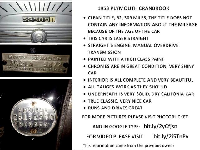 25152950 - 1953 PLYMOUTH CRANBROOK BLACK photo 11