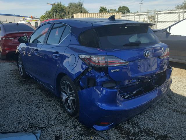 JTHKD5BH9G2272590 - 2016 LEXUS CT 200 BLUE photo 3