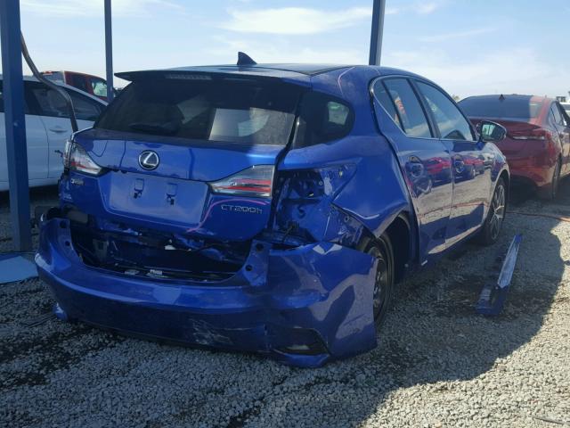 JTHKD5BH9G2272590 - 2016 LEXUS CT 200 BLUE photo 4