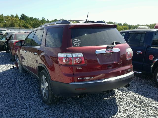 1GKLVMED5AJ136867 - 2010 GMC ACADIA SLT MAROON photo 3