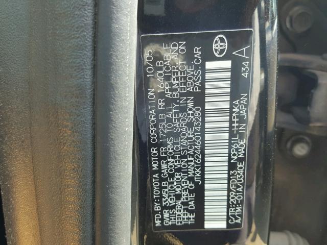 JTKKT624460143280 - 2006 TOYOTA SCION XA შავი ფოტო 10