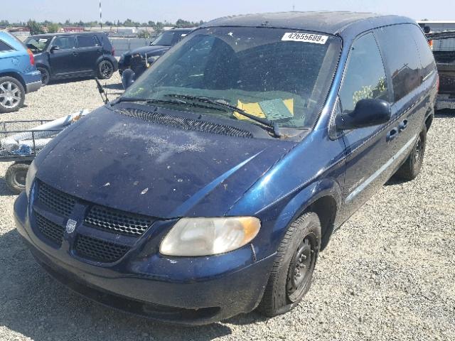 1B8GP45G91B104298 - 2001 DODGE CARAVAN SP BLUE photo 2