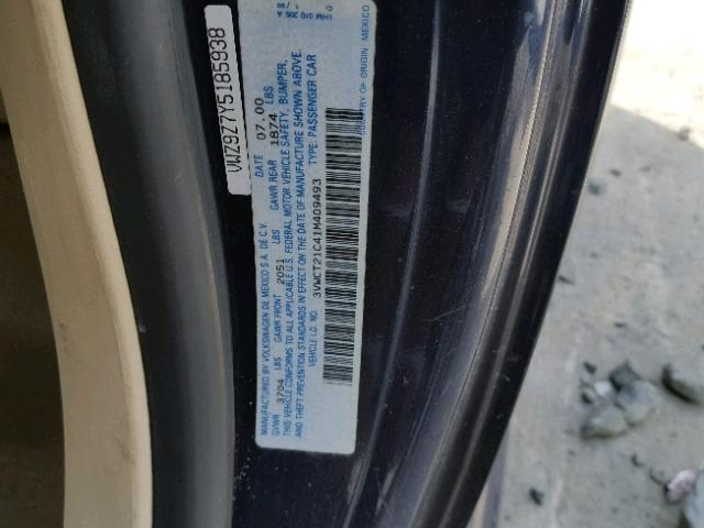 3VWCT21C41M409493 - 2001 VOLKSWAGEN NEW BEETLE ლურჯი ფოტო 10