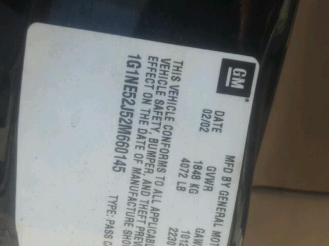 1G1NE52J52M660145 - 2002 CHEVROLET MALIBU LS მწვანე ფოტო 10