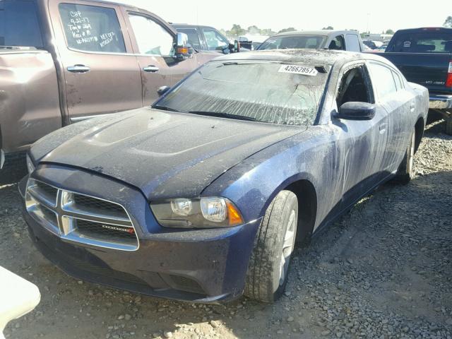 2C3CDXBG3EH306802 - 2014 DODGE CHARGER SE BLUE photo 2