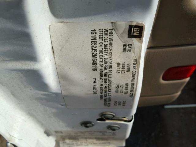 1G1NE52J52M646116 - 2002 CHEVROLET MALIBU LS Ağ foto 10