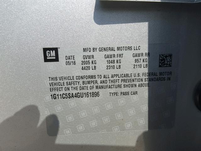 1G11C5SA4GU161896 - 2016 CHEVROLET MALIBU LIM 银色 照片 10