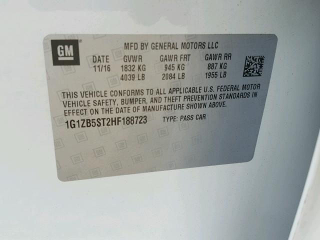 1G1ZB5ST2HF188723 - 2017 CHEVROLET MALIBU LS 白色 照片 10