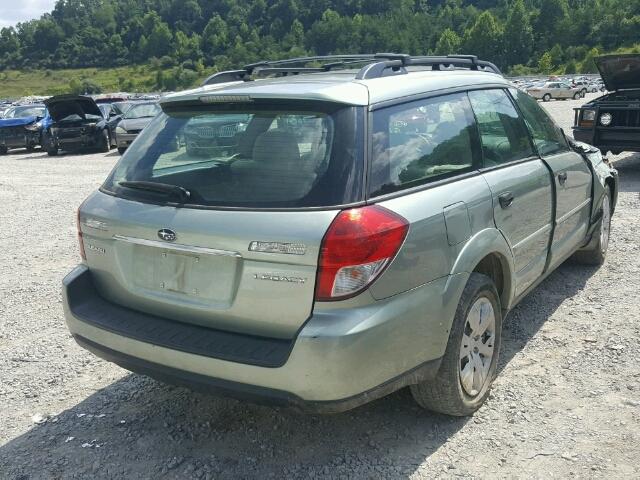 4S4BP60C497324540 - 2009 SUBARU OUTBACK GREEN photo 4