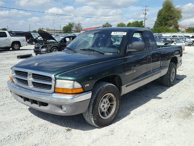 1B7GL22X1XS274656 - 1999 DODGE DAKOTA GREEN photo 2