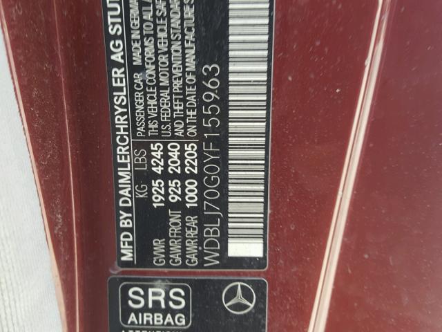 WDBLJ70G0YF155963 - 2000 MERCEDES-BENZ CLK 430 RED photo 10