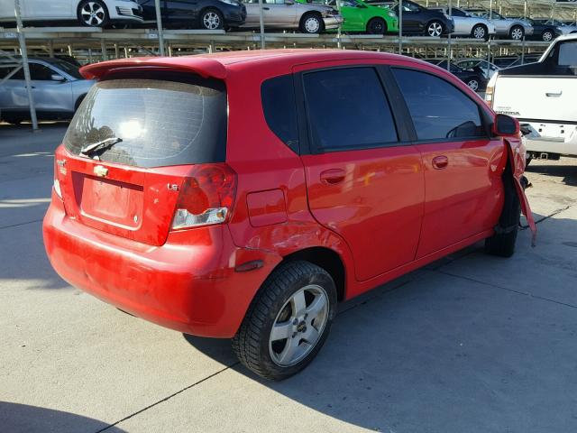 KL1TD666X7B747238 - 2007 CHEVROLET AVEO BASE Czerwony zdjęcie 4