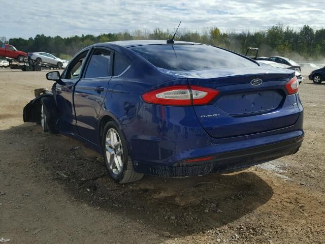 3FA6P0H73DR234040 - 2013 FORD FUSION BLUE photo 3