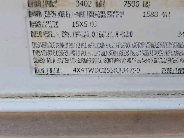 4X4TWDC255R334750 - 2005 MISC WILDWOOD თეთრი ფოტო 8