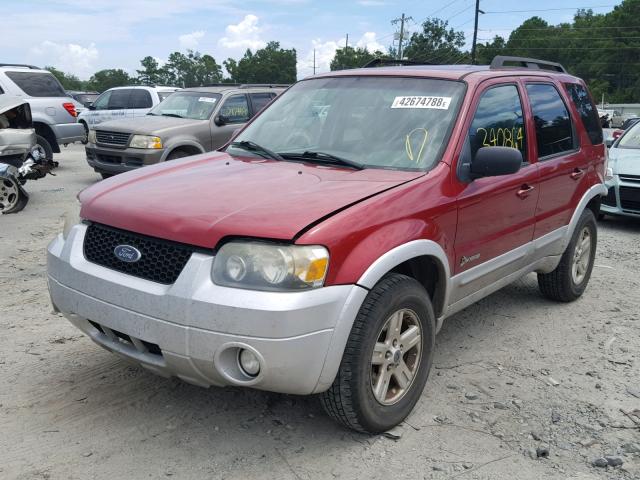 1FMCU49H67KB98613 - 2007 FORD ESCAPE HEV RED photo 2