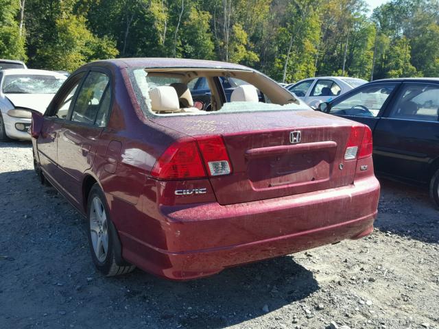 2HGES26705H538363 - 2005 HONDA CIVIC EX MAROON photo 3