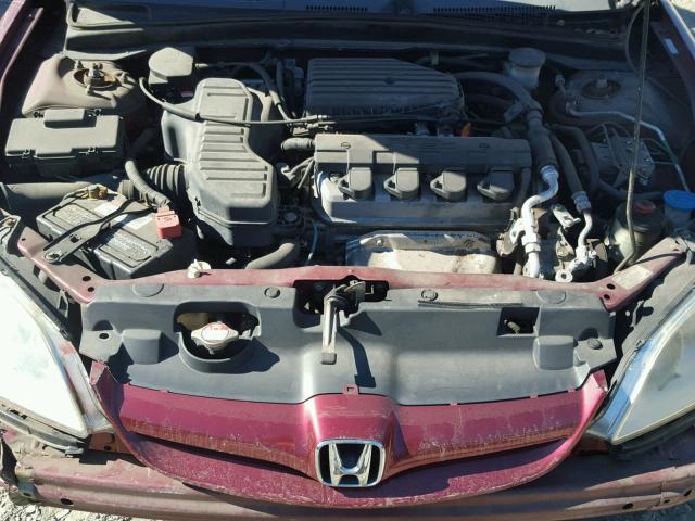 2HGES26705H538363 - 2005 HONDA CIVIC EX MAROON photo 7